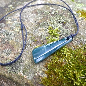 Hand carved jade pendant necklace handmade from unique natural Blue Green Guatemalan jadeite jade, jewelry gift for him or her