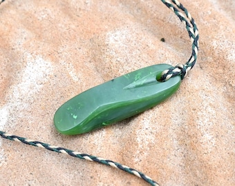 Handmade Cassiar Nephrite Jade Pendant Necklace: Braided Cord Jewelry
