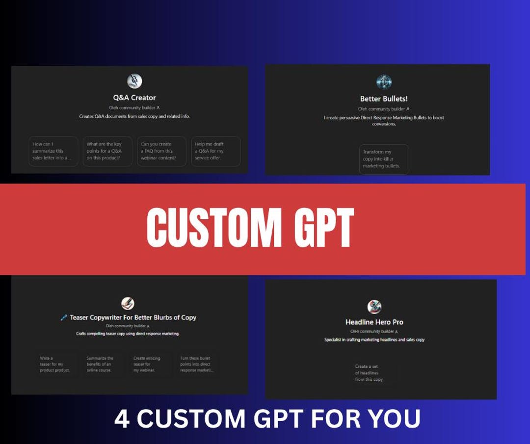 Custom GPT Bundle: Copywriting, Product Bullets, Q&A, Hooks - Etsy