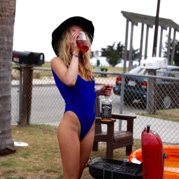 Alabama Blue High Hip Thong One Piece Swimsuit