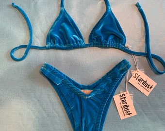 Bikini di velluto blu Dolly PRE MADE