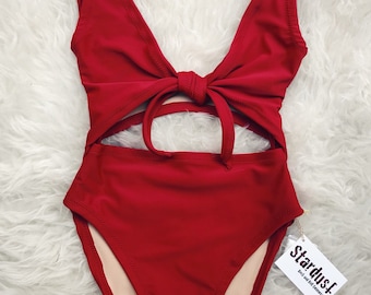 Molly Cut Out One Piece Bow Tie Swimsuit