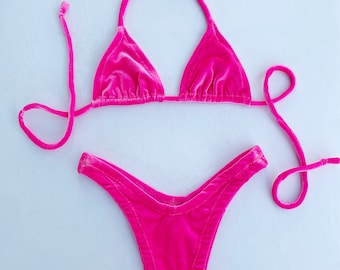 PRE MADE Dolly Pink Velvet Bikini