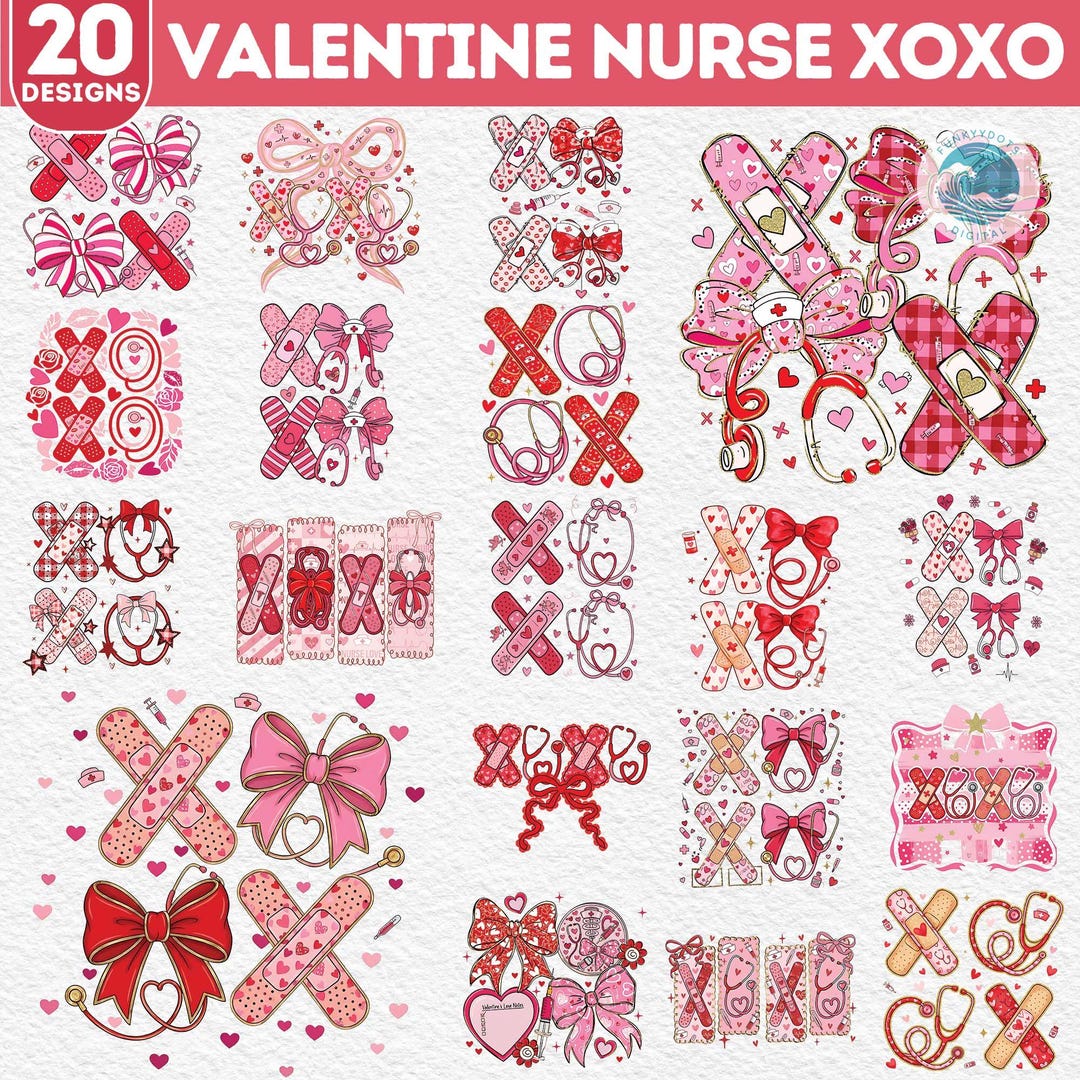 Valentines Day Png Bundle, 20 PNG XOXO Nurse, Nurse Valentine Png ...