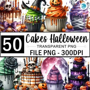 Halloween cupcakes clipartbundel, taarten Halloween png clipart, Haloween clipart, spooky cake png, junk Journal clipart, 50 ontwerp png