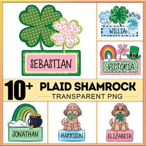 Lucky Vibes Png Bundle, 10 PNG Add Your Own Name, Personalized Lucky Name Png Bundle, Saint Patrick Png, Shamrock Png, Pot Of Gold Png