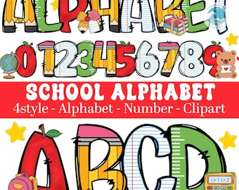 Alfabeto para profesores (PNG), 4 letras escolares (PNG), Doodle escolar (PNG), Estudiante preppy (PNG), Fuente dibujada a mano (PNG), Vida docente (PNG)