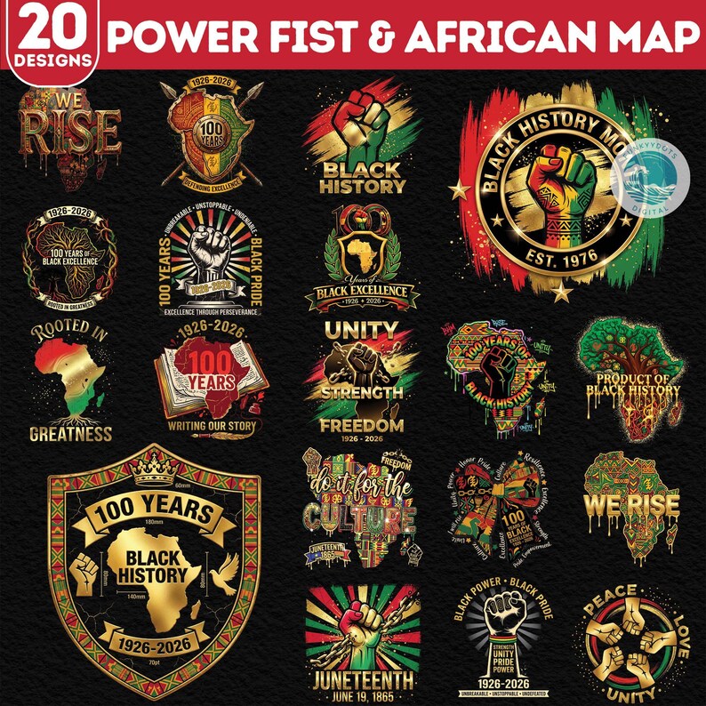 Black Excellence Png Bundle, 20 PNG Black History Power Fist, African ...