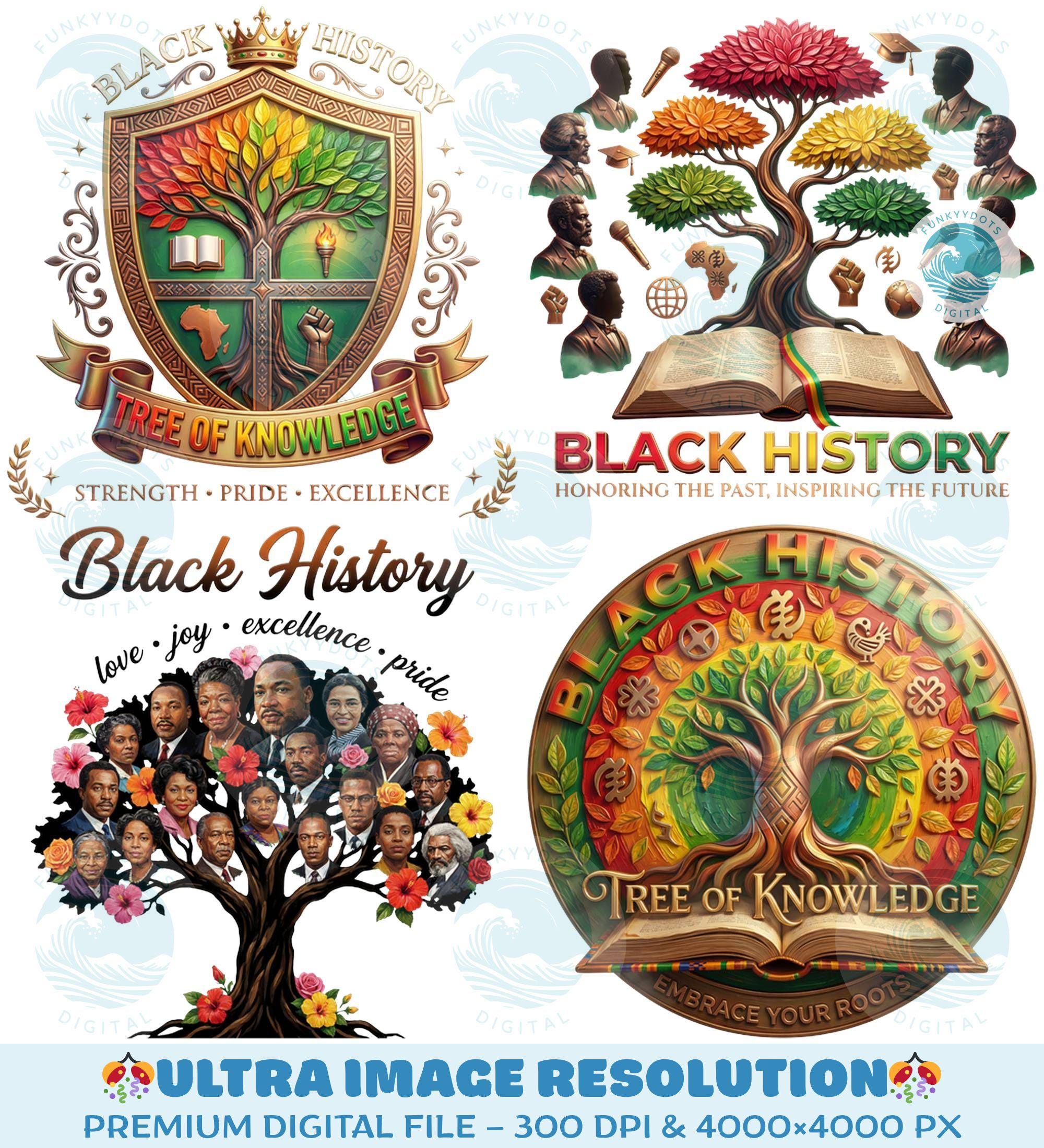 History Tree Project Black History Tree Png Bundle, 20 PNG African Heritage, Tree of Life ...