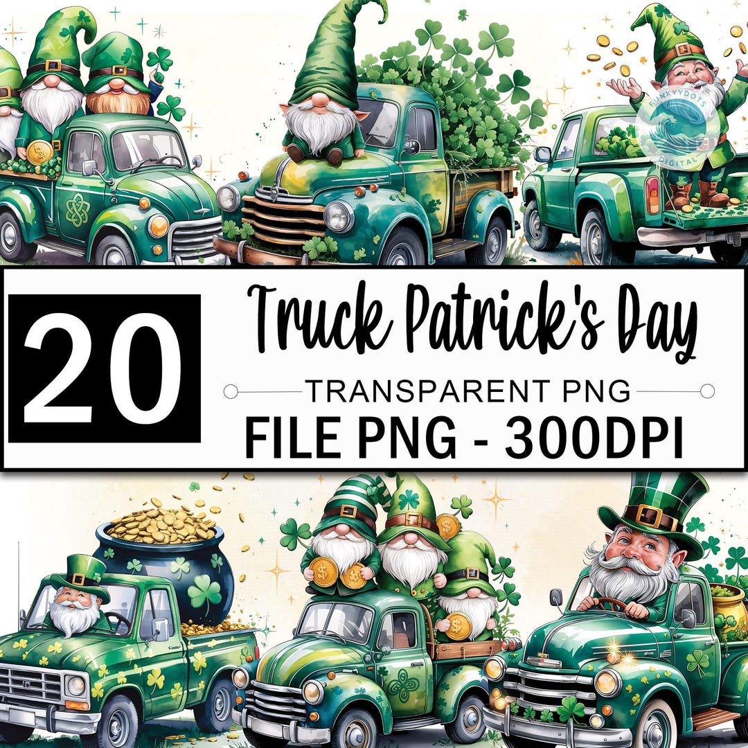 Western Irish Clipart Bundle, 20 PNG Patrick Gnome, Watercolor Patricks ...