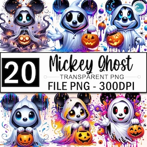 Spooky Holiday Clipart, Mickey Ghost Png Bundle, Mickey and Friends Clipart, Halloween Png, Mickey Mouse Clipart, Horror Png