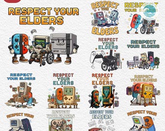 Gamingcontrole png-bundel, 20 png-respecteer je oudsten, oude game png-bundel, gaminghumor png, vintage png, consolegamer png