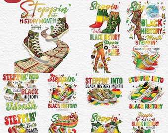Sneaker png-bundel, 20 png-stijl Black Pride, Steppin' Into Black History png-bundel, Afro-Amerikaans png, Black History Month png, empowerment png