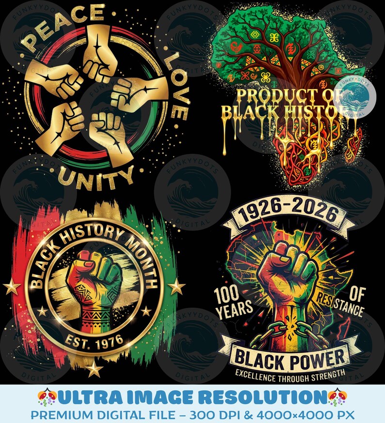 Black Excellence Png Bundle, 20 PNG Black History Power Fist, African ...