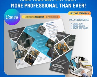 Modello di brochure a tre ante modificabile: volantino di marketing aziendale A4 (download digitale Canva)