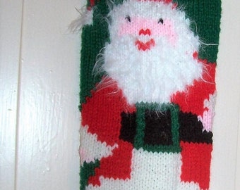 Hand Knit  Christmas Stocking Santa Chimney Personalized