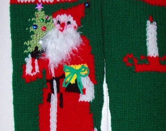 Hand Knit Christmas Stocking Old Fashioned Santa Personalized For Christmas 2026