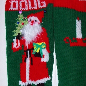 Hand Knit Christmas Stocking Old Fashioned Santa Personalized For Christmas 2025