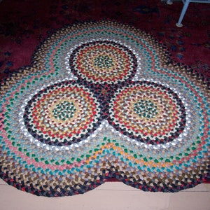 New Not Antique Handmade Folk Art Wool Braided Rug Available to Ship