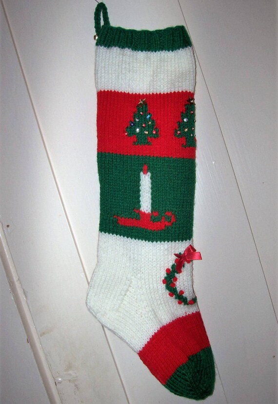 For Christmas 2019 Hand Knit Christmas Stocking Old Pattern Candle Trees Wreath Personalized For Christmas 2019 Hand Knit Christmas Stocking Old Pattern Candle Trees Wreath Personalized