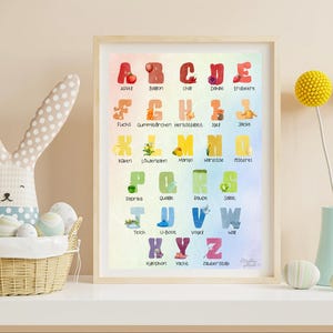 Arcoíris - ABC | Póster colorido para aprender el alfabeto para niños | Preescolar y guardería | Descarga digital instantánea