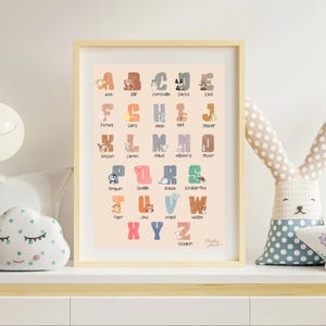 Póster ABC Animales Bebés I Alfabeto para Niños I Póster de Aprendizaje Animales Bebés I A-Z I Descarga Digital Instantánea