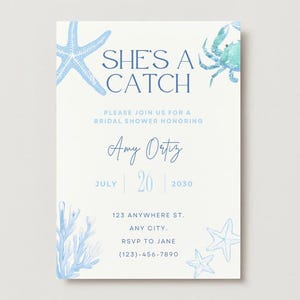 Faire-part de douche nuptiale côtière : elle est un thème accrocheur (téléchargement numérique, modèle Canva 5 x 7
