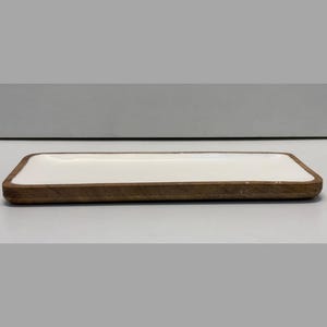 Premium ovale serveerschaal van mangohout | Handgemaakte houten schotel | Rustiek decoratief dienblad | Kaasplankje | 14 x 6 inch | Uit één stuk