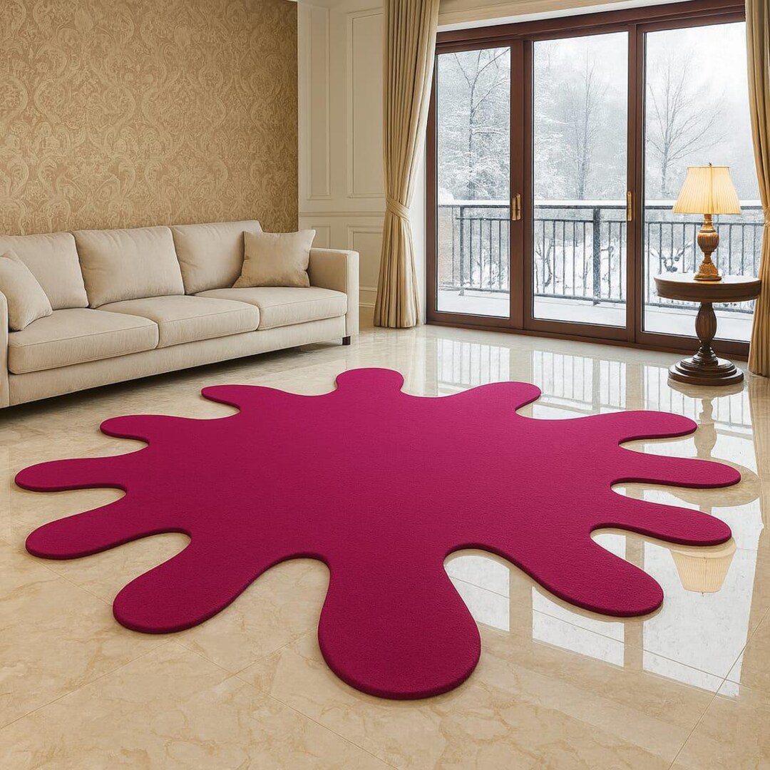 6x9modern Pink Splatter Rug – Unique Abstract Shape Carpet for Living ...