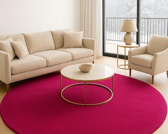 5x5 Modern Pink Round Rug – Vibrant Magenta Circle Carpet for Living Room Decor9x9
