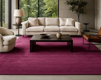 Magenta Area Rug, Hand-Tufted Wool and Cotton in 9x12 Size