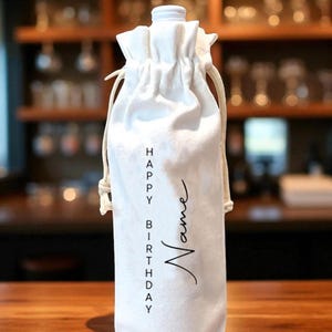 Personalized Canvas Wine Bottle Bag with Custom Logo or Text, Eco-Friendly Reusable Gift Tote for Events, Custom Tote Bag for Bottle