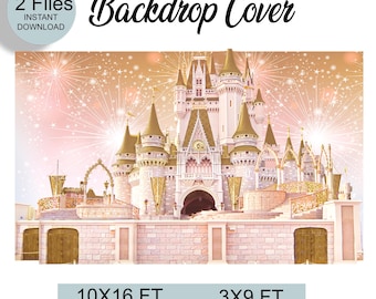 Big Printable digital Princess Castle Backdrop |Rose and gold | Girl’s Birthday Decoration | 15 years | Printable PDF & TIFF | Banner