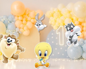 Looney baby |Print & Cut: 8 PNG Characters for Party Decorations
