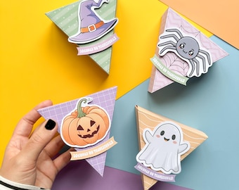 Halloween Candy Box printable Template | Editable Diy Trick or Treat Favor Boxes | 4 Designs Print and Cut | PDF, DXF, PNG Early Childhood