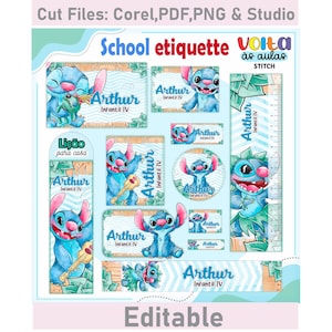 Redigerbara skoletiketter | Skoletikett Tillbaka till skolan | Personliga namnklistermärken | Klipp ut filer PDF PNG Studio