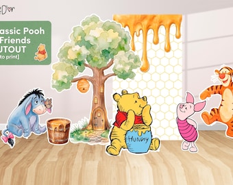 Winnie Pooh |Print & Cut: 12 PNG Characters for Party Decorations
