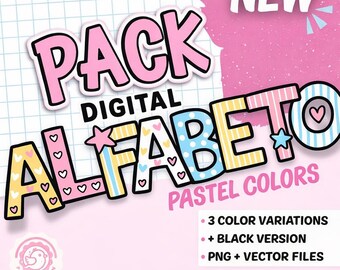 Pastel Alphabet Digital Pack | Alphabet Letters | Kids Clip Art | PNG & Vector | Printable