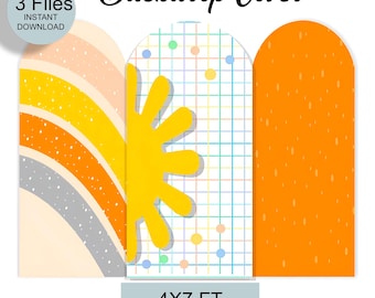 Backdrop Cover Set | 3 Digital Arch Backdrops | Boho Rainbow |Instant Download