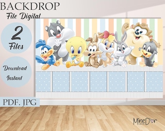 printable digital kit Lonney baby Backdrop 13x8 ft |baby shower|  | Digital Birthday Background |PDF AND JPG Files | Instant download