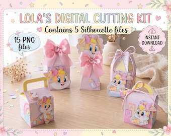 Lola Bunny Digital Cutting Kit - PNG for Silhouette | 3D Party Favors, Milk Box, Pyramids, Goodie Bags - Instant Download