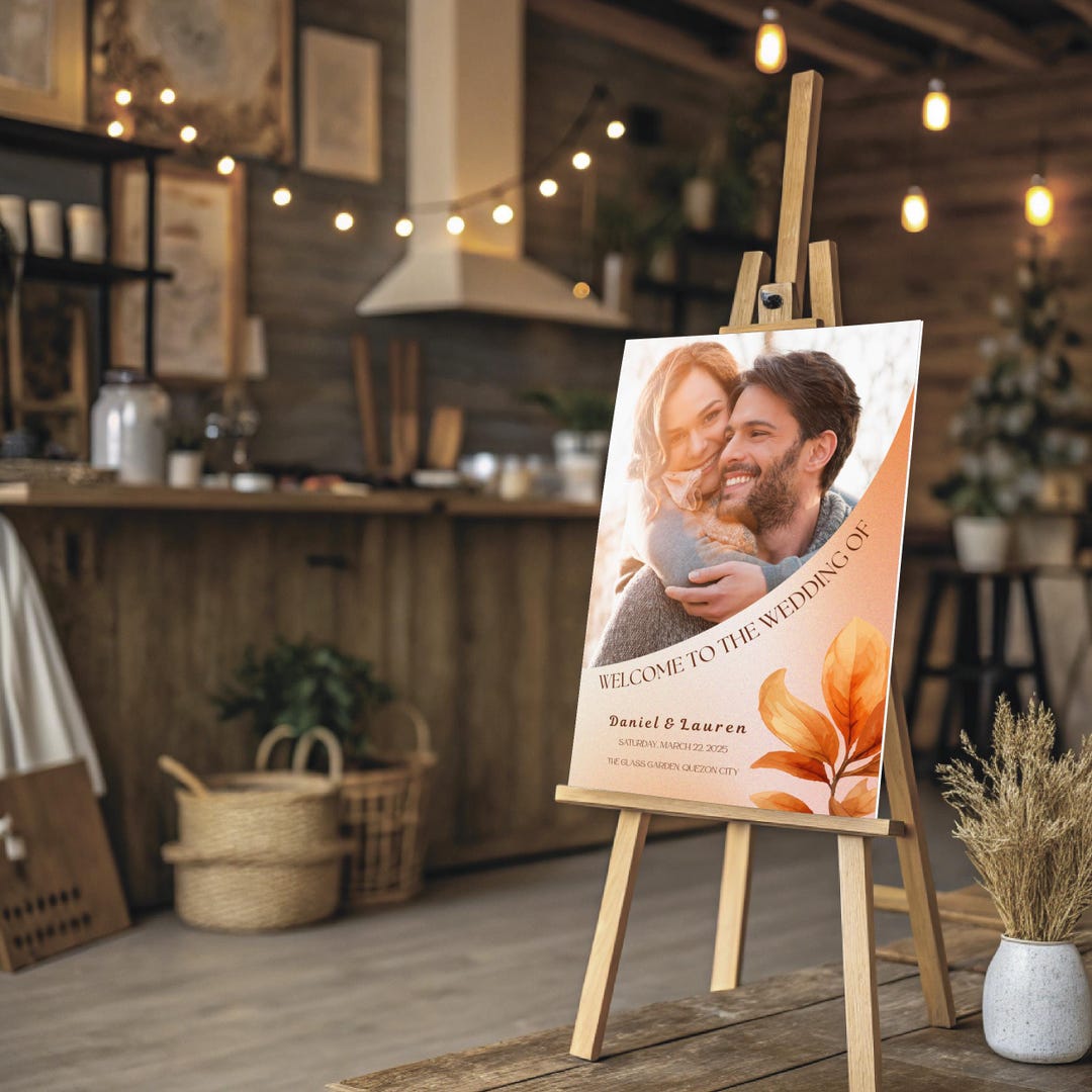 Autumn/rustic Wedding Welcome Sign Canva Template | Editable Printable ...