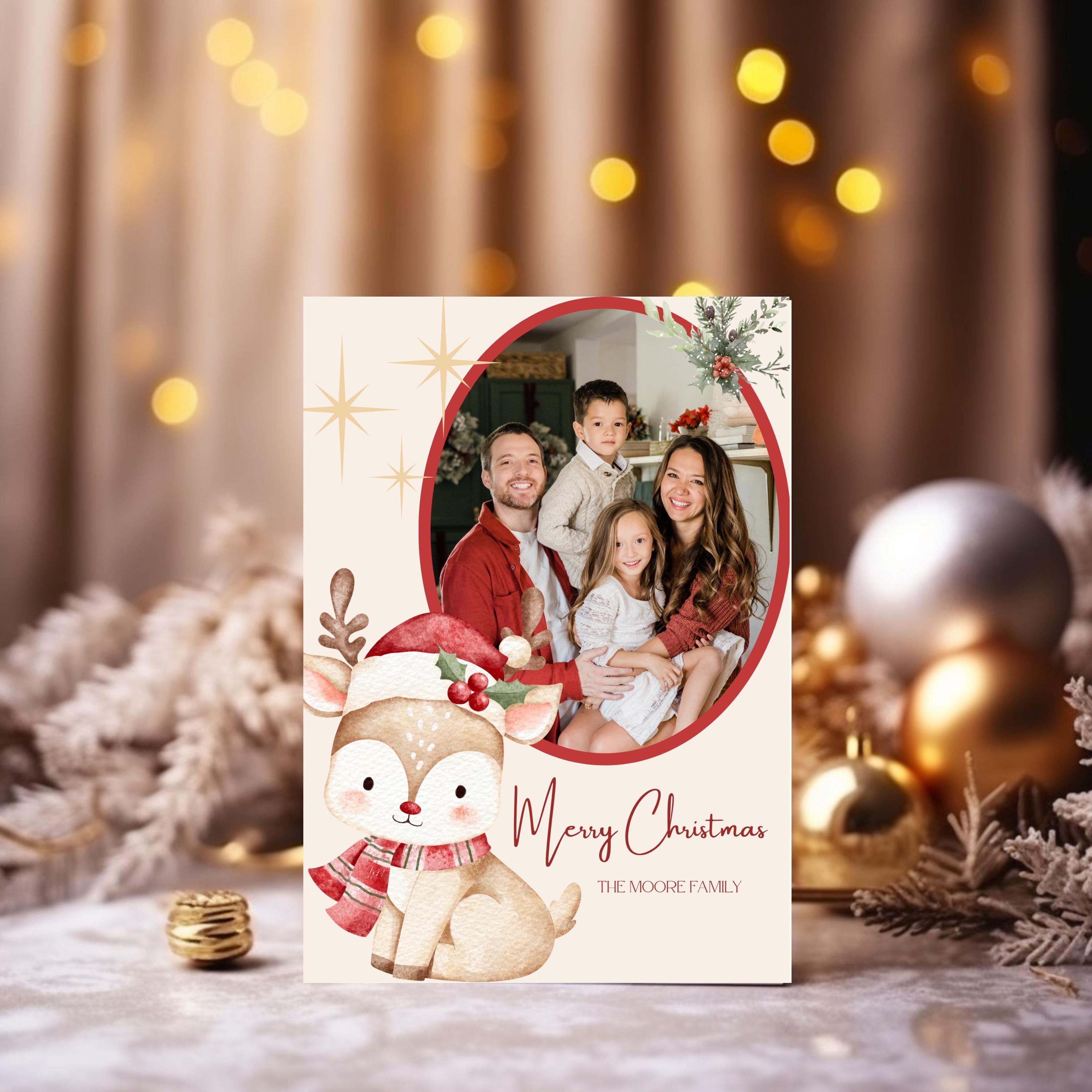 Editable Christmas Card Canva Template | Printable Holiday Greeting ...