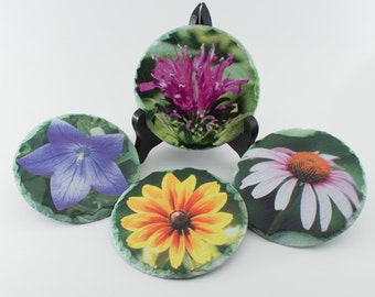 Slate Coasters - Set of 4 - Flowers