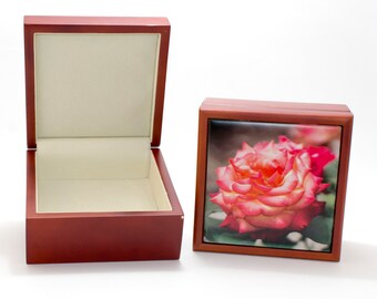 Keepsake Box - Bi-Colored Rose - Mahogony 4x4