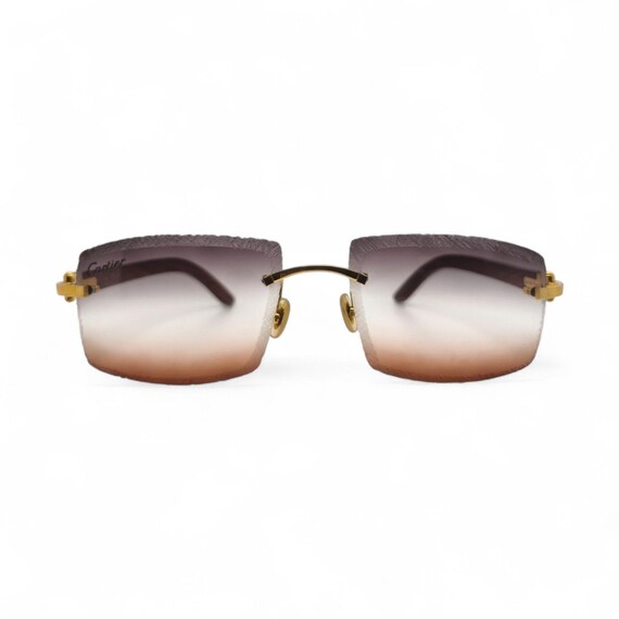 Authentic Cartier C Decor Sunglasses – Gold Logo, Wood  display picture 1