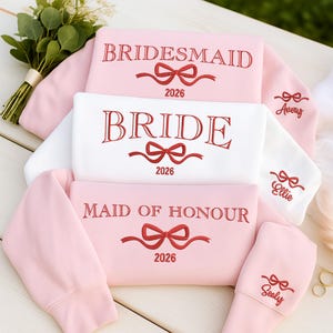 Custom Embroidered Bridesmaid Sweatshirt - Maid Of Honor Sweatshirt For Women - Bachelorette Sweatshirt - Bridal Shower Gift Ideas For Bride