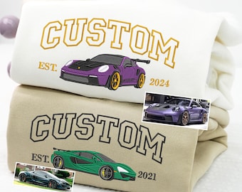 Custom Embroidered Car Sweatshirt, Racing Car Sweatshirt For Men, Personalized Car Guys Gift For Husband, Birthday Gift