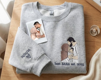 Bluza z haftowanym portretem rodzinnym, prezent na Dzień Ojca dla mamy