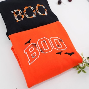 Embroidered Boo Halloween Sweatshirt - Halloween Sweatshirt - Fall Crewneck - Funny Gift For Women